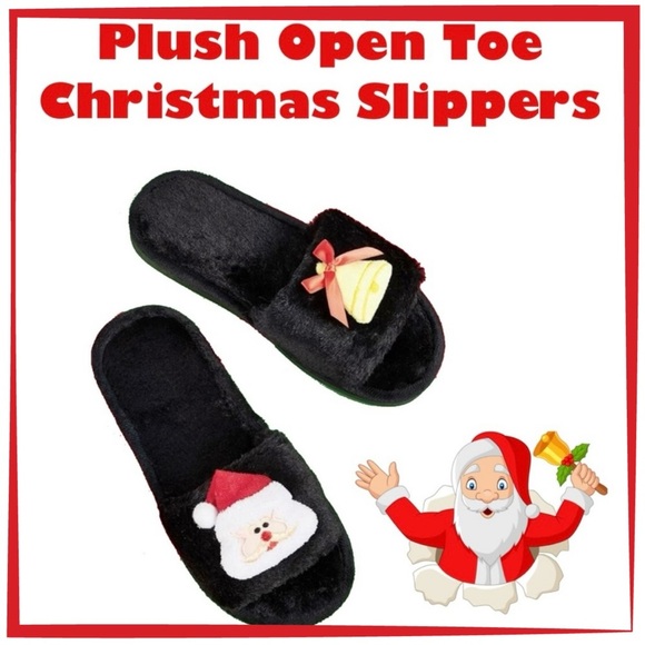 NEW Soft Plush and Cushioned Open Toe Christmas Non-Slip Slippers Size Large - Picture 1 of 10